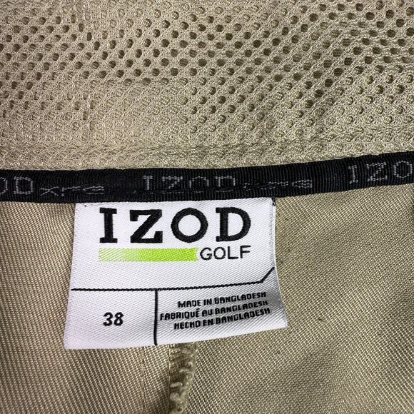 Izod Golf Mens Swingflex Cargo Shorts Khaki Size 38 Comfy Flexible Mesh Pockets - Picture 9 of 16
